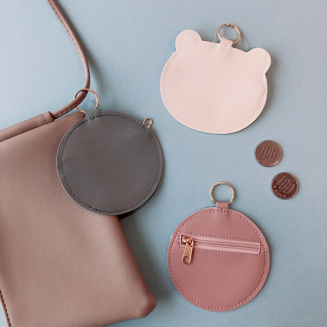 キャンドゥ 合皮コインケースリング付 ベア サークル