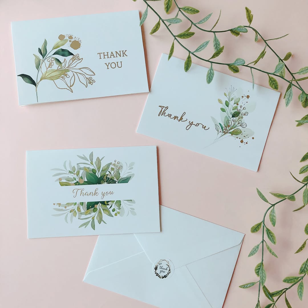 サンキューボタニカル封筒カードセットとシール