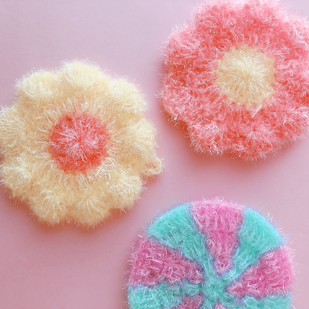 キャンドゥ 手編みキッチンタワシ フラワー キャンディ