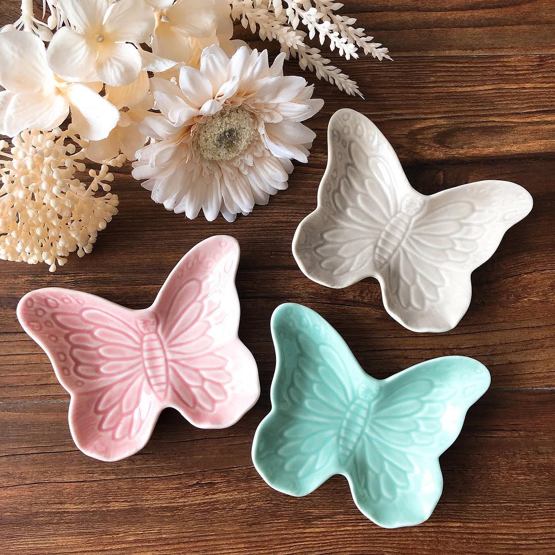 磁器インテリアトレーバタフライ