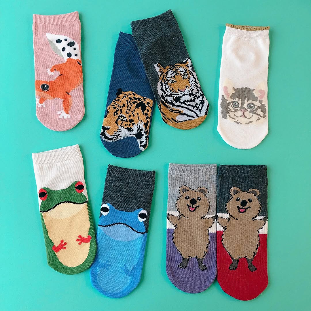 キャンドゥ アニマル柄ショート丈靴下