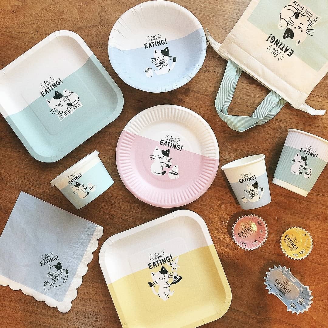 猫と文鳥のペーパー食器シリーズ