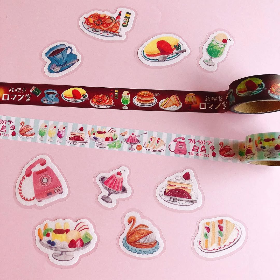 キャンドゥ レトロショップシリーズのフレークシールとマスキングテープ