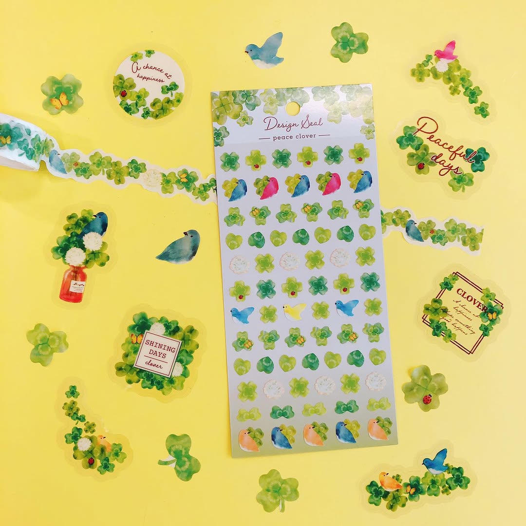 キャンドゥ ピースクローバー柄のマステとシール